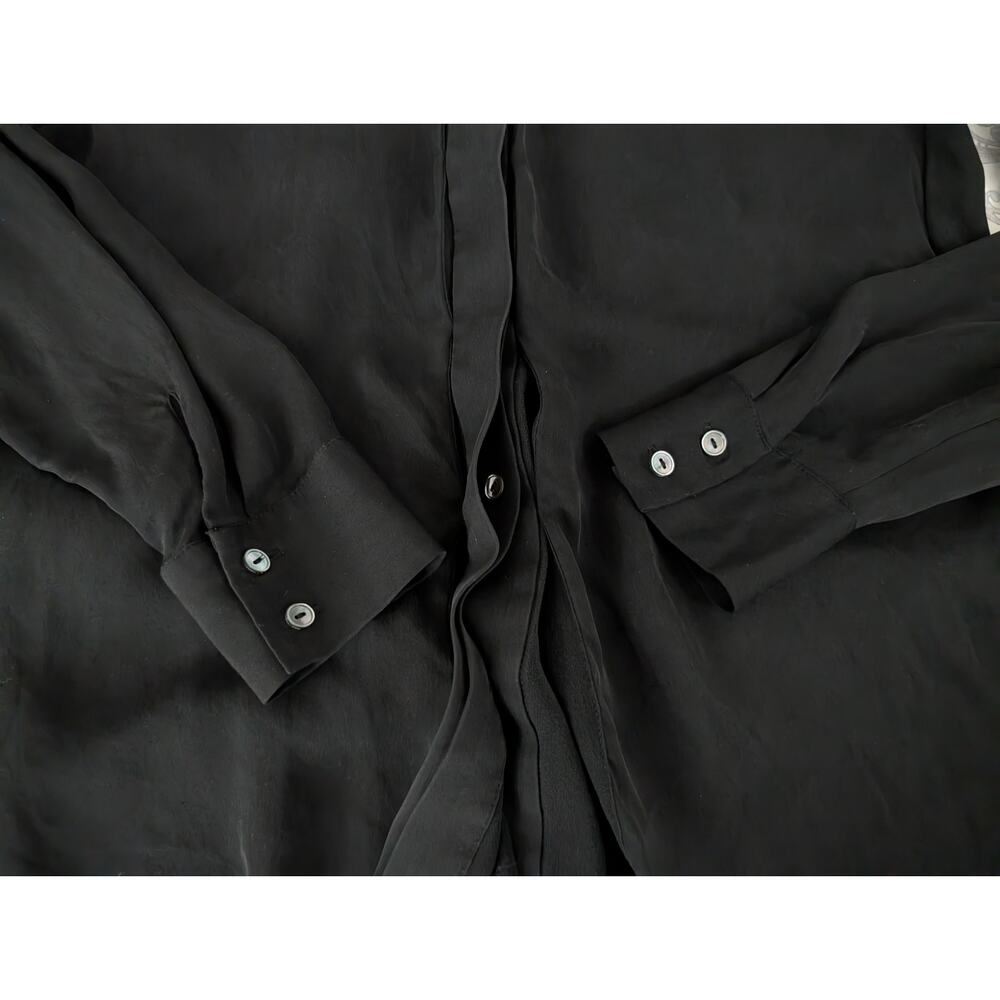 vince black silk button down blouse size 2 - Picture 4 of 8